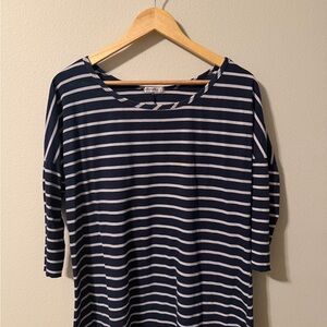 Allen Allen Navy and White Striped Long Sleeve Top